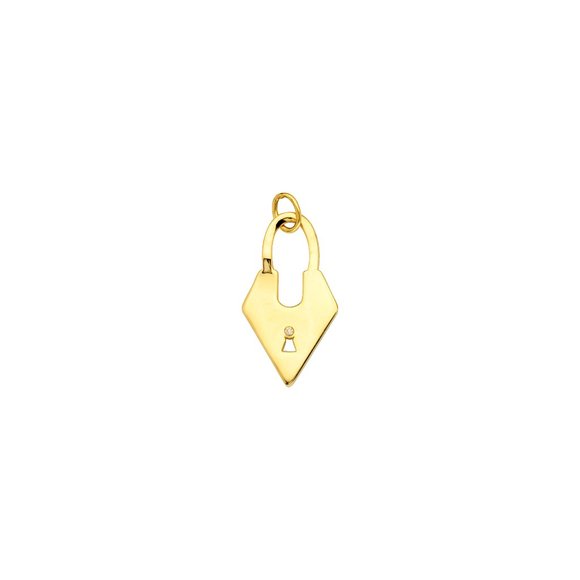 14K Solid Yellow Gold Natural Diamond Lock Pendant,All Products : American Fashion Style Bags On Sale